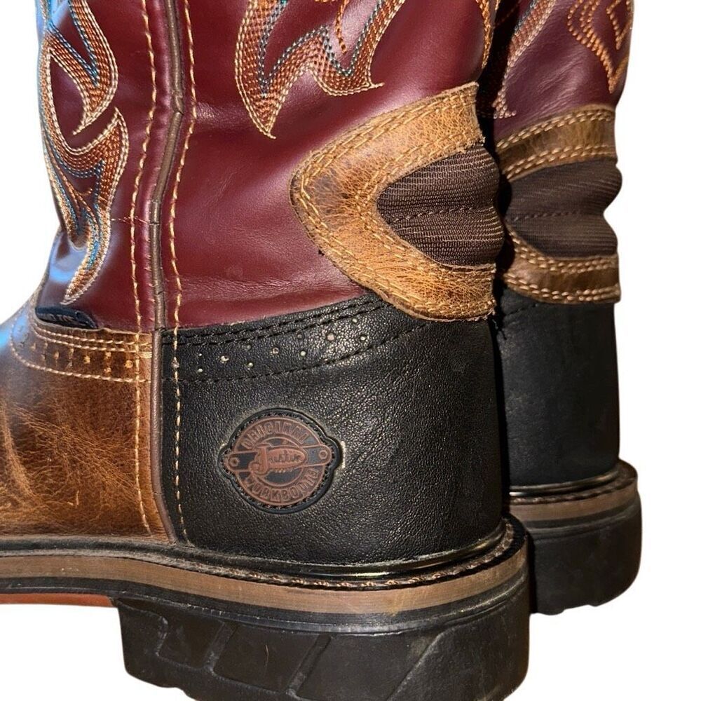 Justin Mens Work Boot Brown Red Leather Composite Toe Size 9 D Western cowboy - Picture 2 of 15
